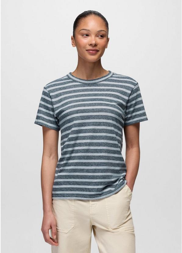 Cozy Up Short Sleeve Crew, Color: Glacier Skies Stripe, image 1