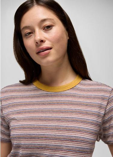 Cozy Up Short Sleeve Crew, Color: Dijon Stripe, image 31
