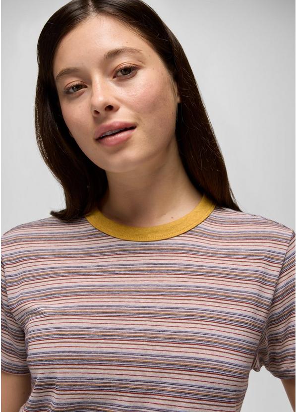 Cozy Up Short Sleeve Crew, Color: Dijon Stripe, image 3