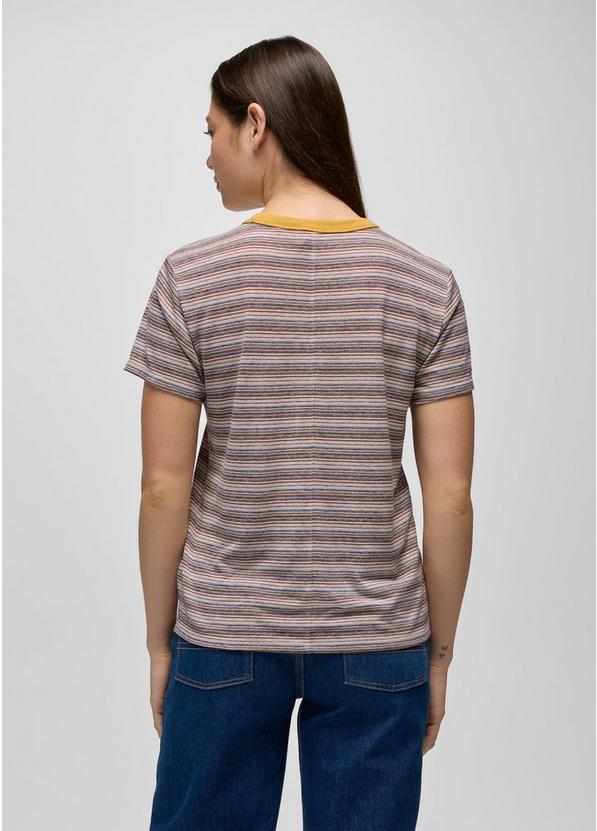 Cozy Up Short Sleeve Crew, Color: Dijon Stripe, image 2