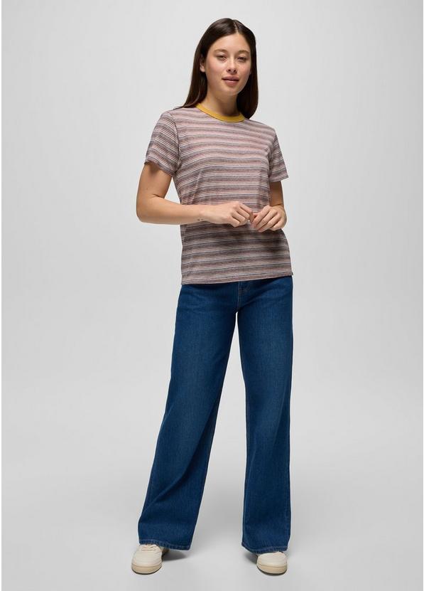 Cozy Up Short Sleeve Crew, Color: Dijon Stripe, image 4