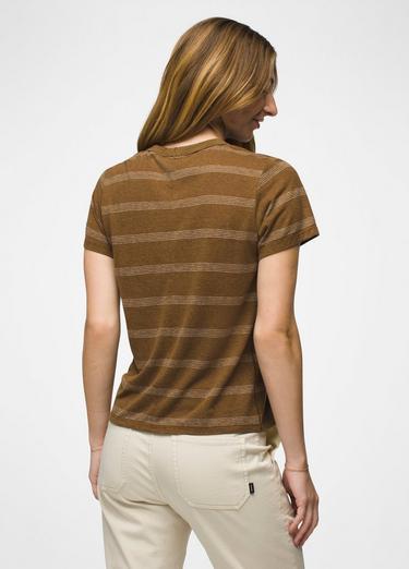 Cozy Up Short Sleeve Crew, Color: Sepia Stripe, image 26