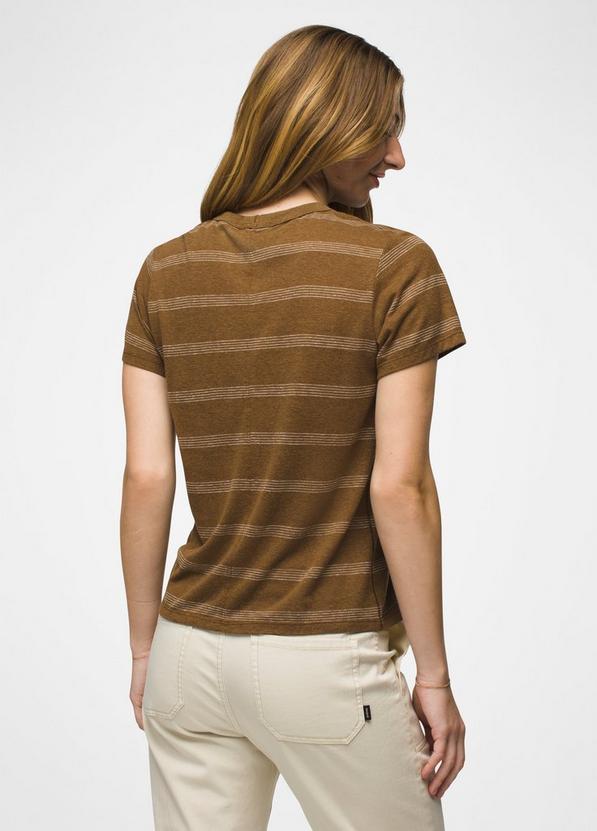 Cozy Up Short Sleeve Crew, Color: Sepia Stripe, image 2