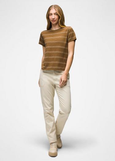 Cozy Up Short Sleeve Crew, Color: Sepia Stripe, image 8