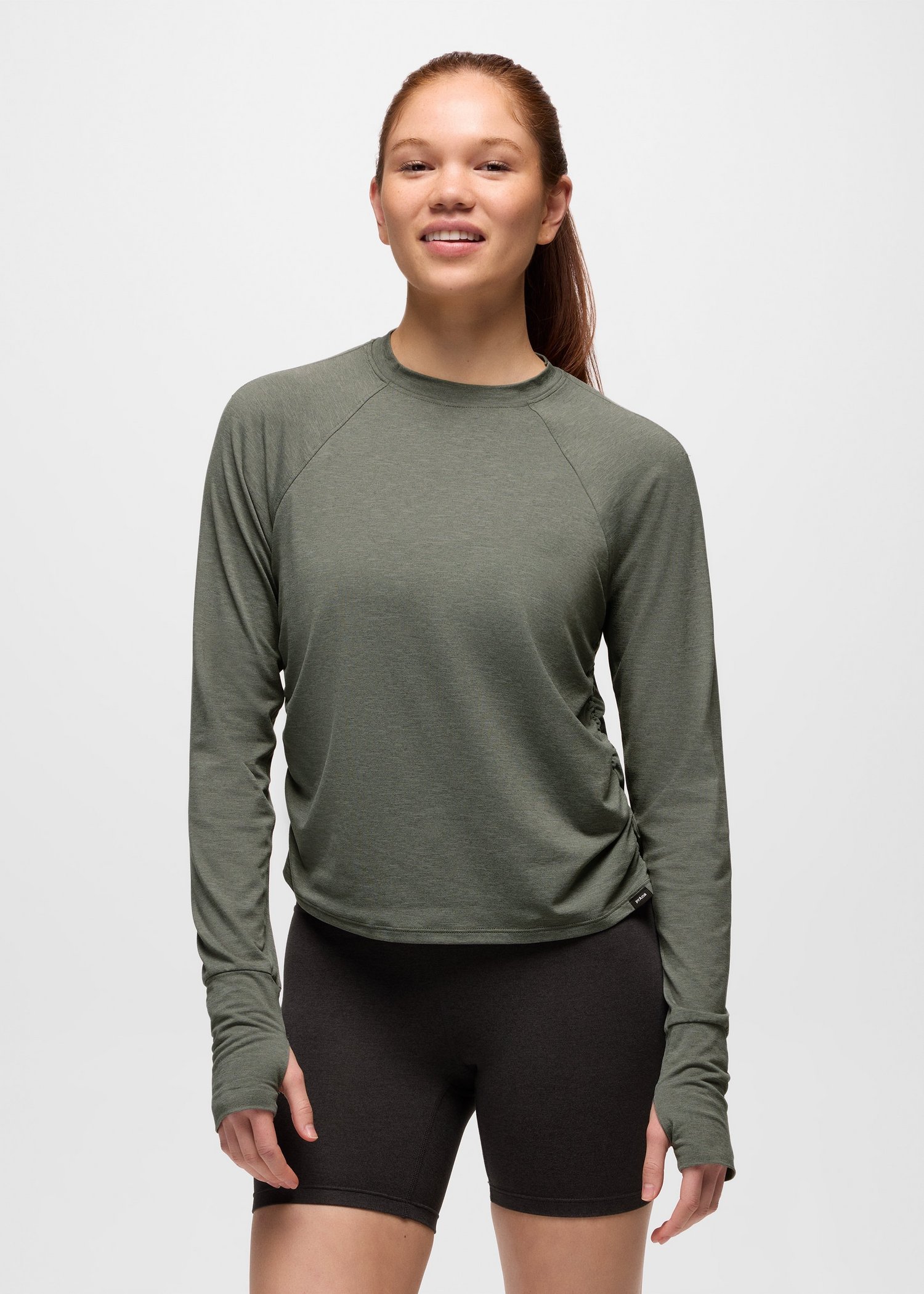 Womens prAna Sol Searcher Long Sleeve Crew - Thyme
