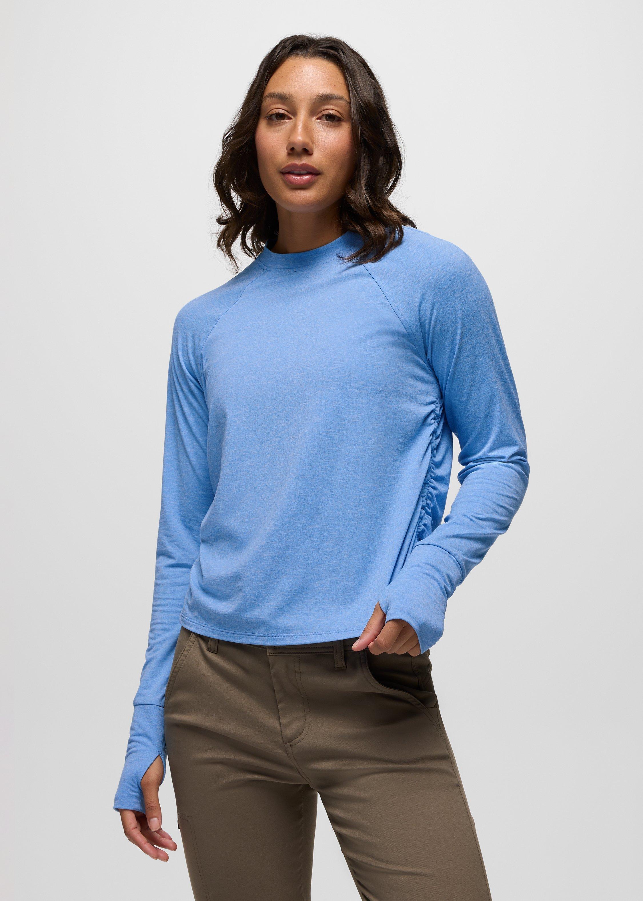 Womens prAna Sol Searcher Long Sleeve Crew - Blue Vibes