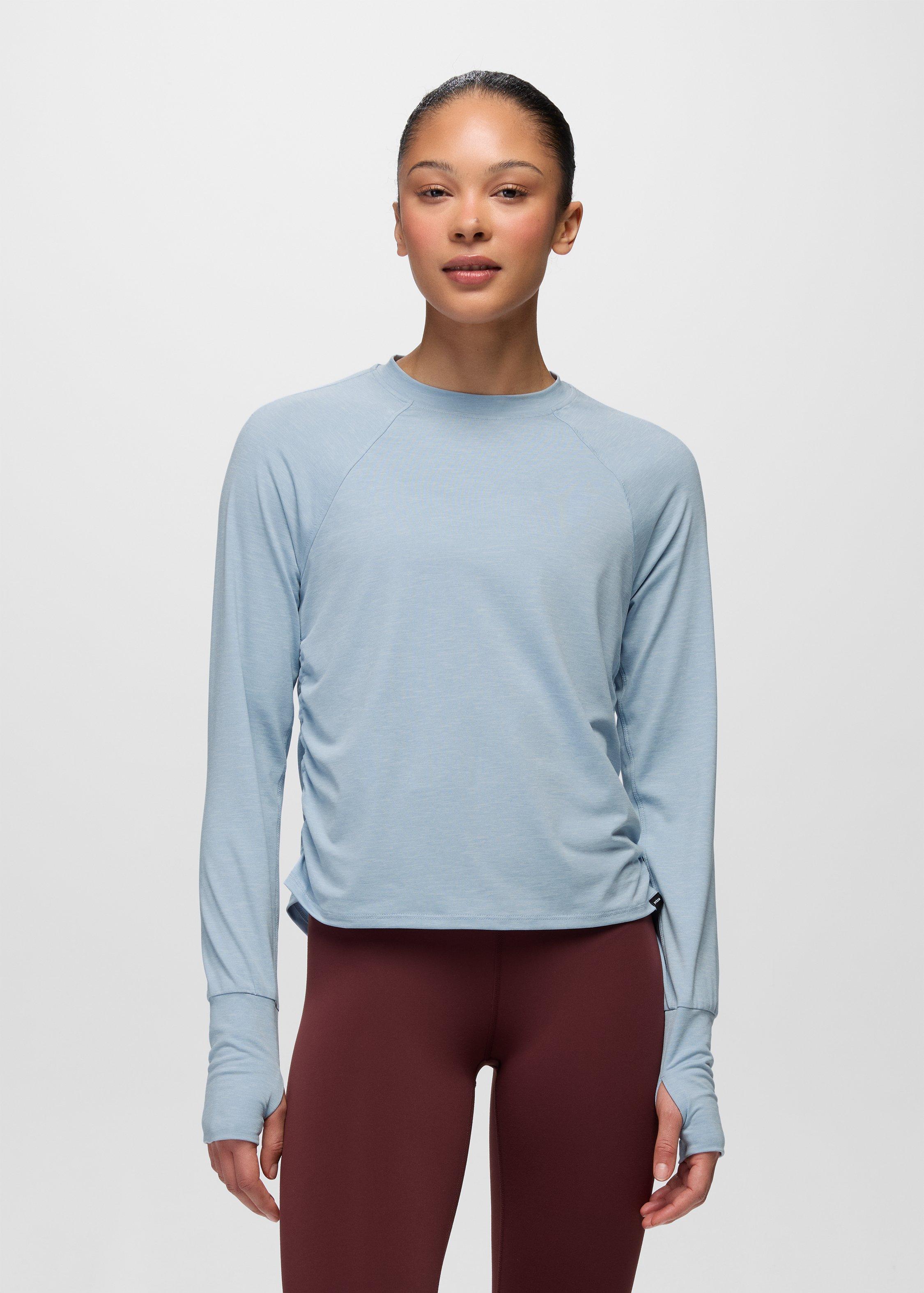 Womens prAna Sol Searcher Long Sleeve Crew - Glacier Skies