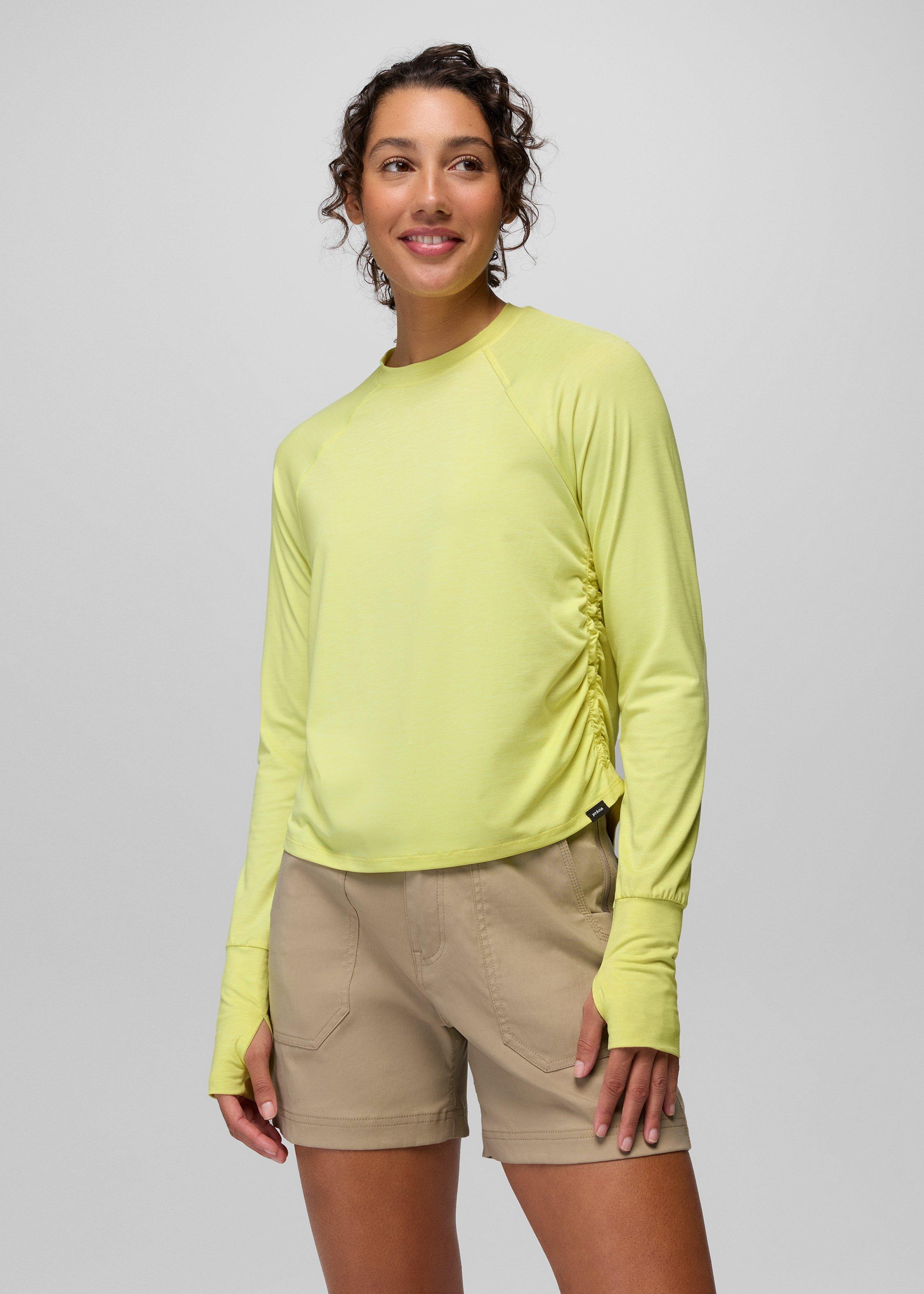 Womens prAna Sol Searcher Long Sleeve Crew - Gecko Pop