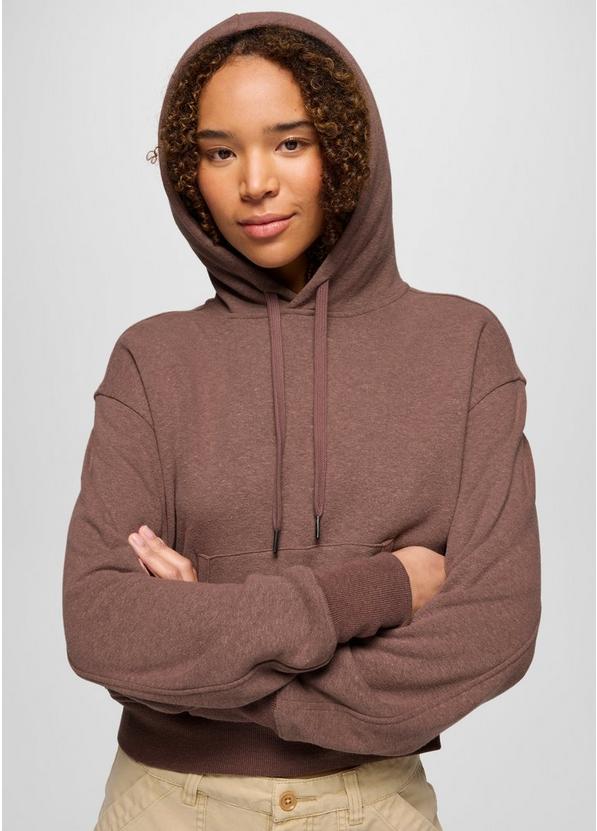 Cozy Up Crop Hoodie, Color: Carob Heather, image 3