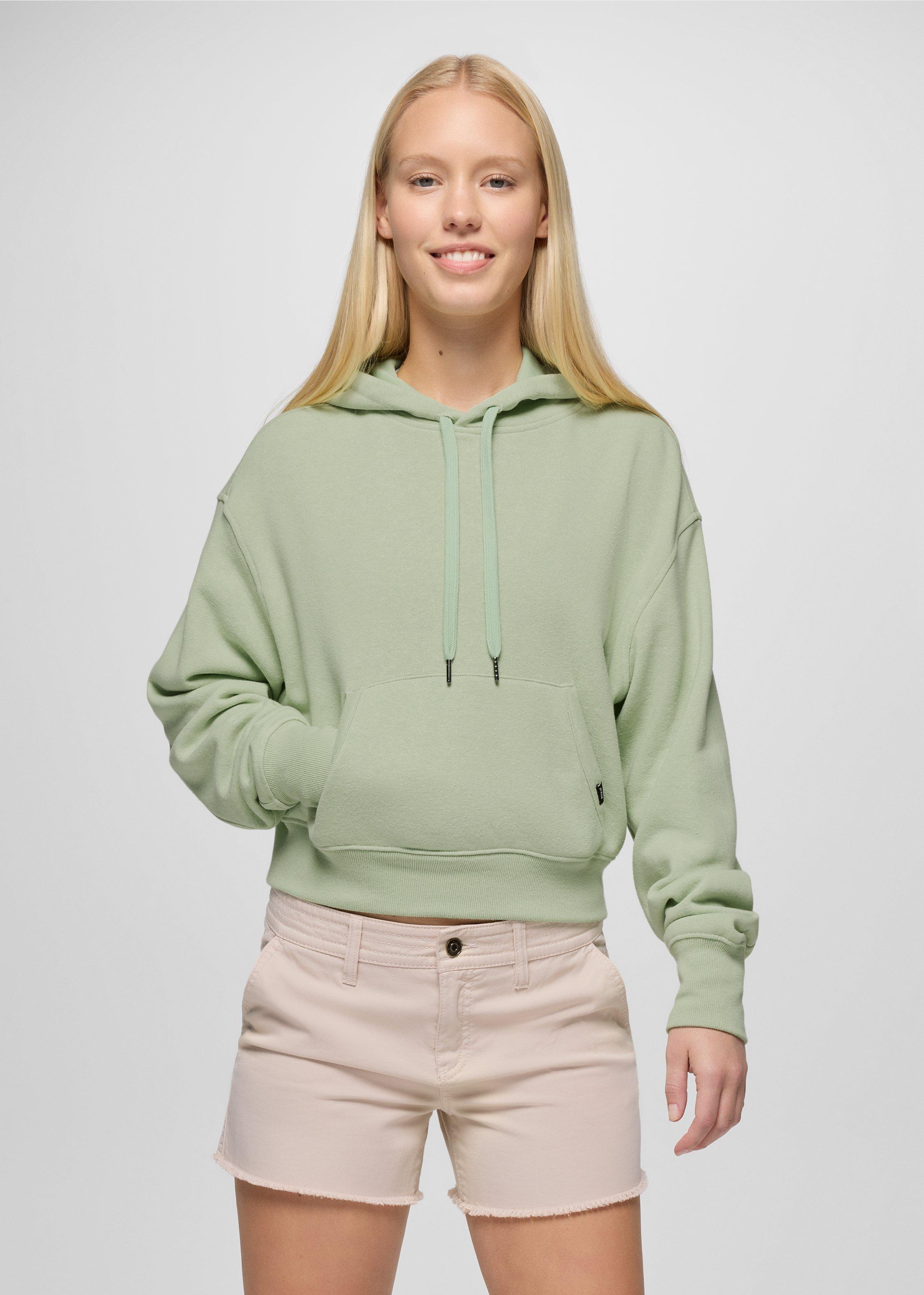 Womens prAna Cozy Up Crop Hoodie - Bio Mint Heather