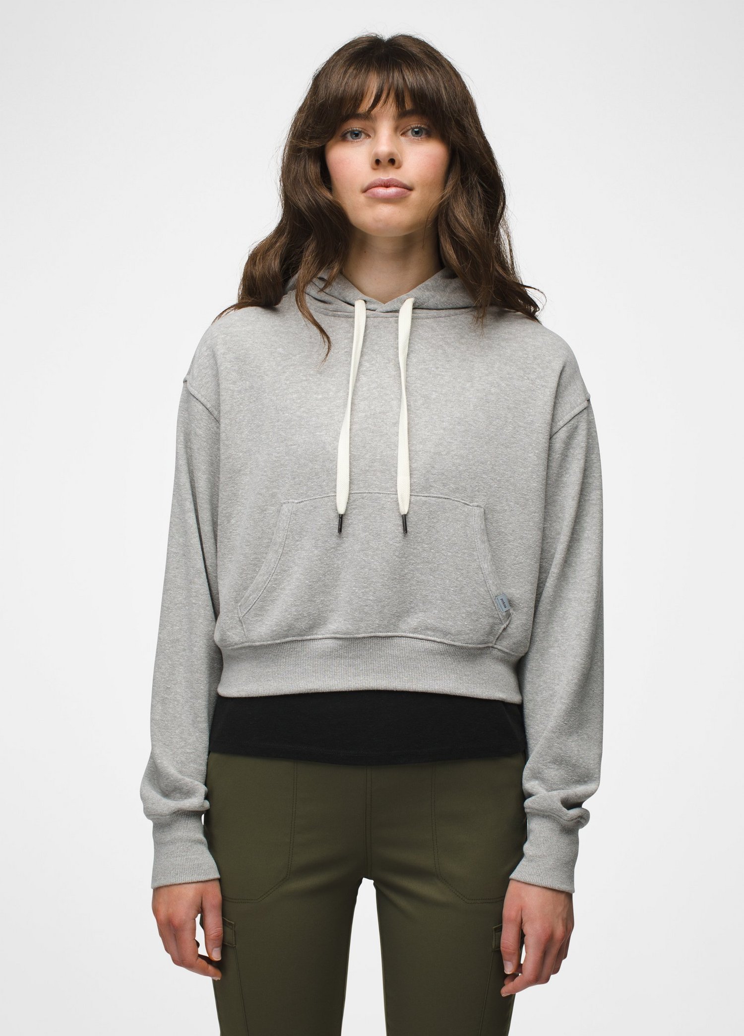 Womens prAna Cozy Up Crop Hoodie - Heather Grey