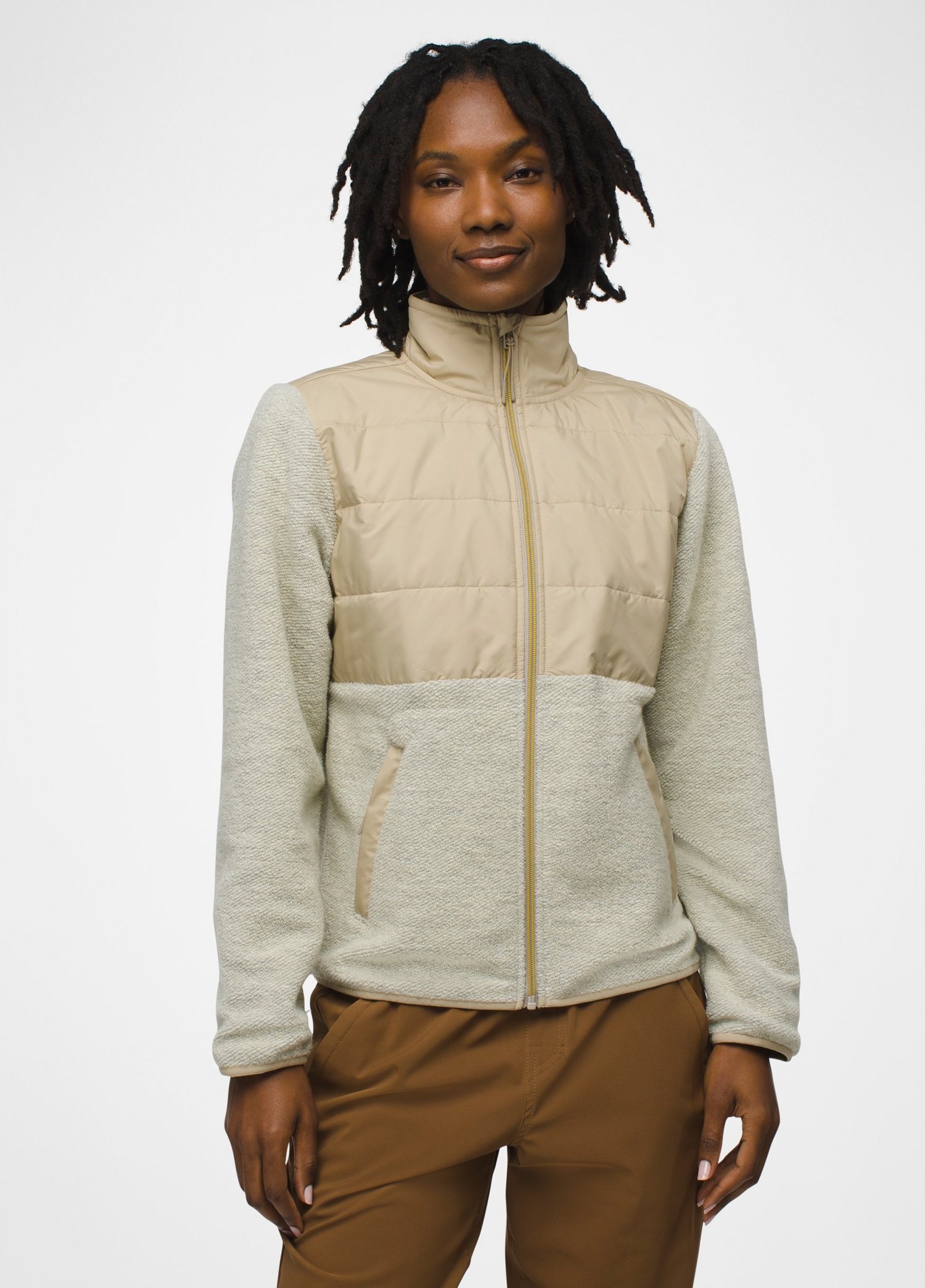 Womens prAna Wooly Bird Fleece Full Zip - Sandstone