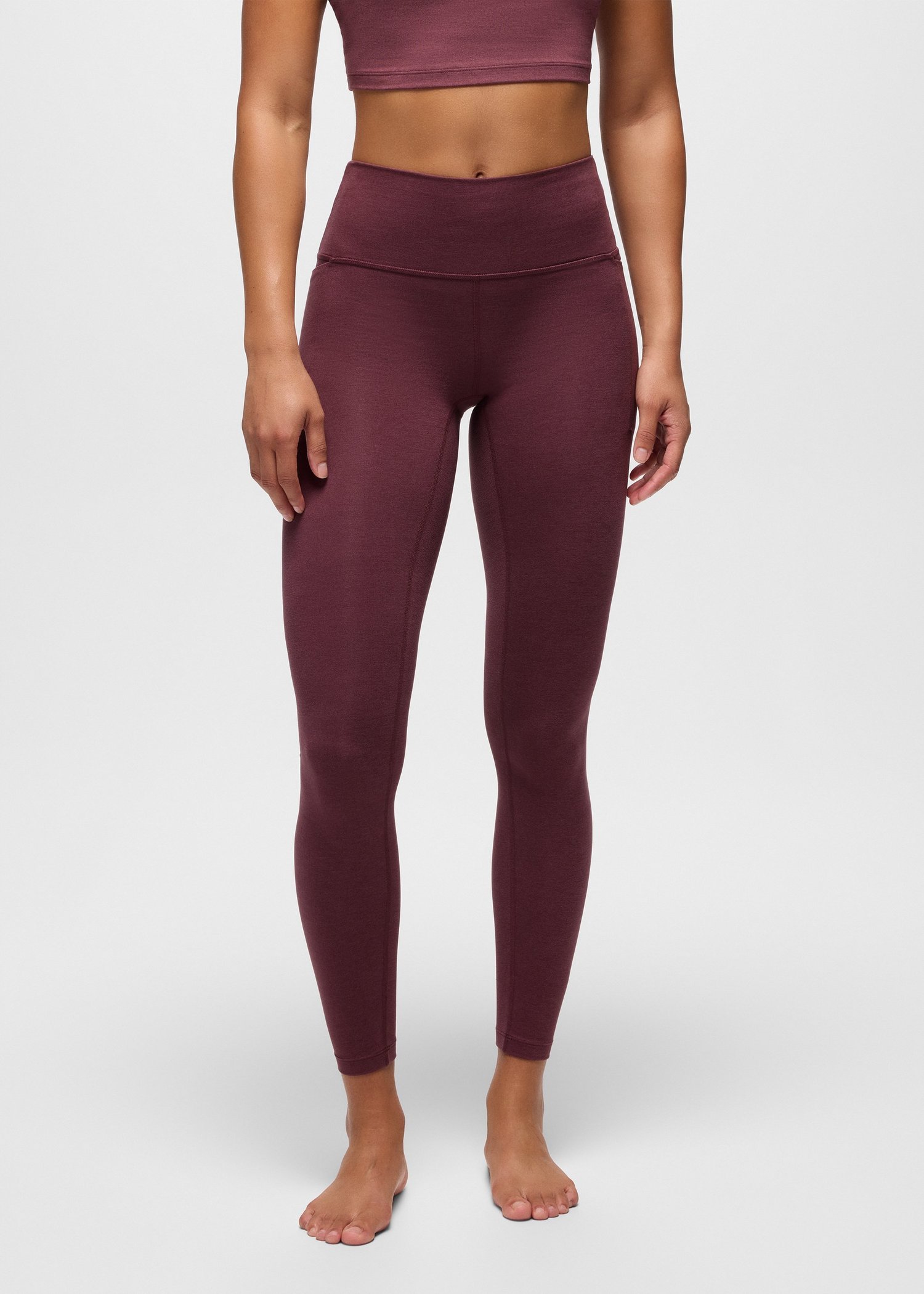 Womens prAna Heavana™ Pocket Legging - Deep Vino Heather
