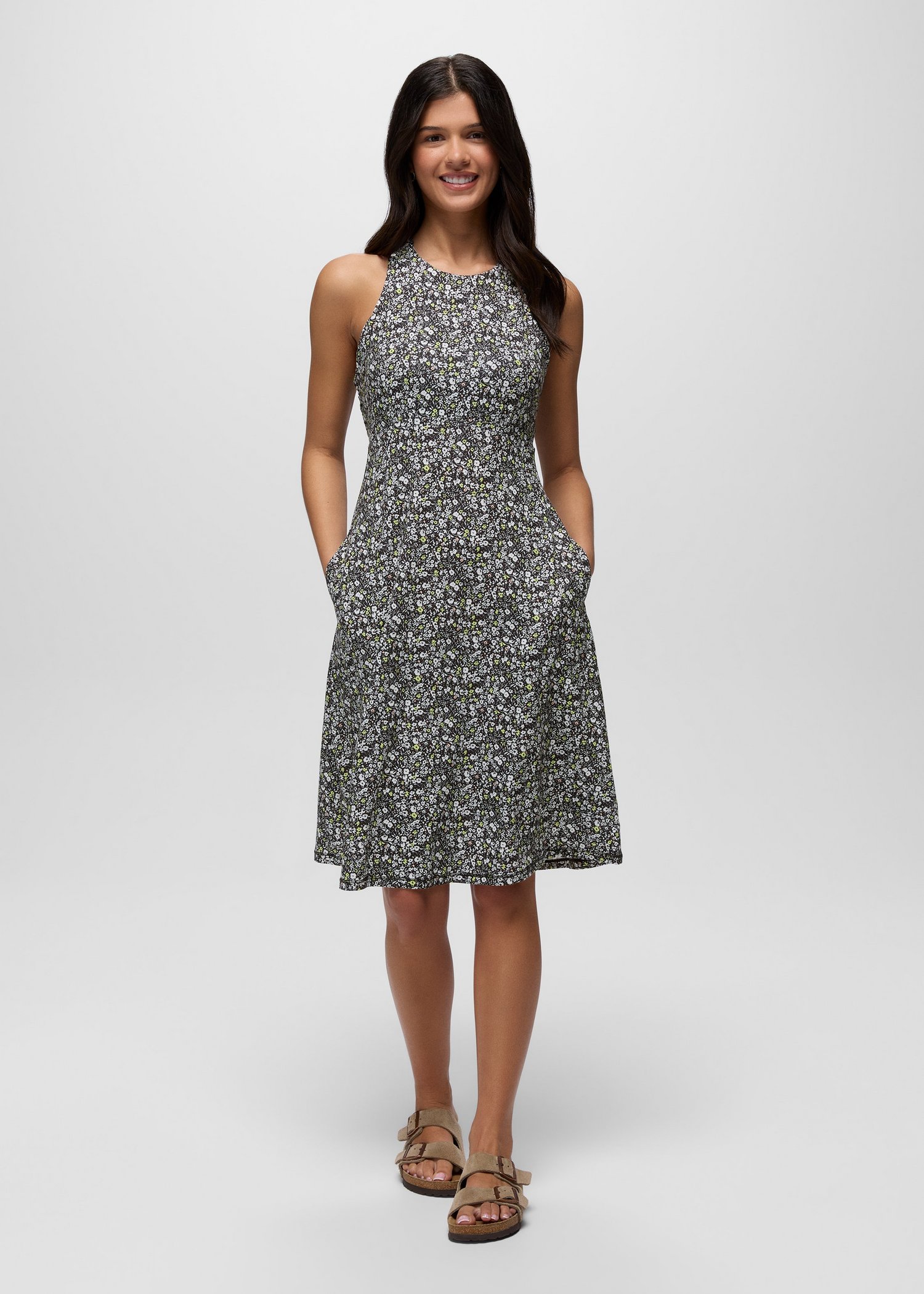 Womens prAna Jewel Lake Summer Dress - Black Blossom