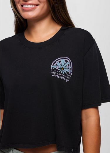 Everyday Graphic Crop tee, Color: Black Happy Petals, image 3