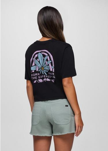 Everyday Graphic Crop tee, Color: Black Happy Petals, image 2