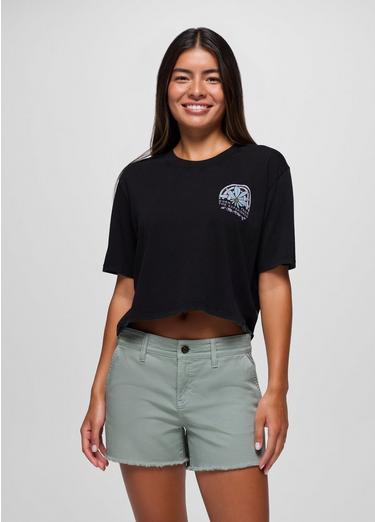 Everyday Graphic Crop tee, Color: Black Happy Petals, image 1