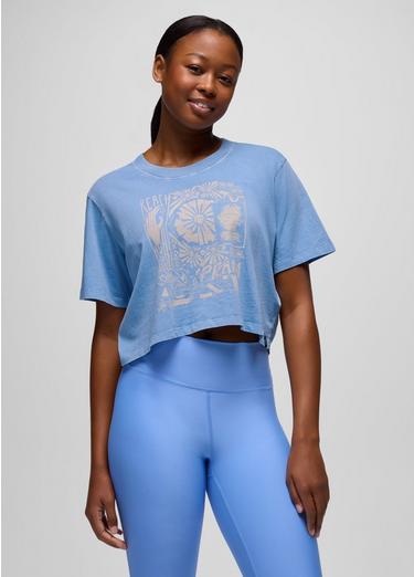 Everyday Graphic Crop tee, Color: Blue Vibes Reach Higher, image 1