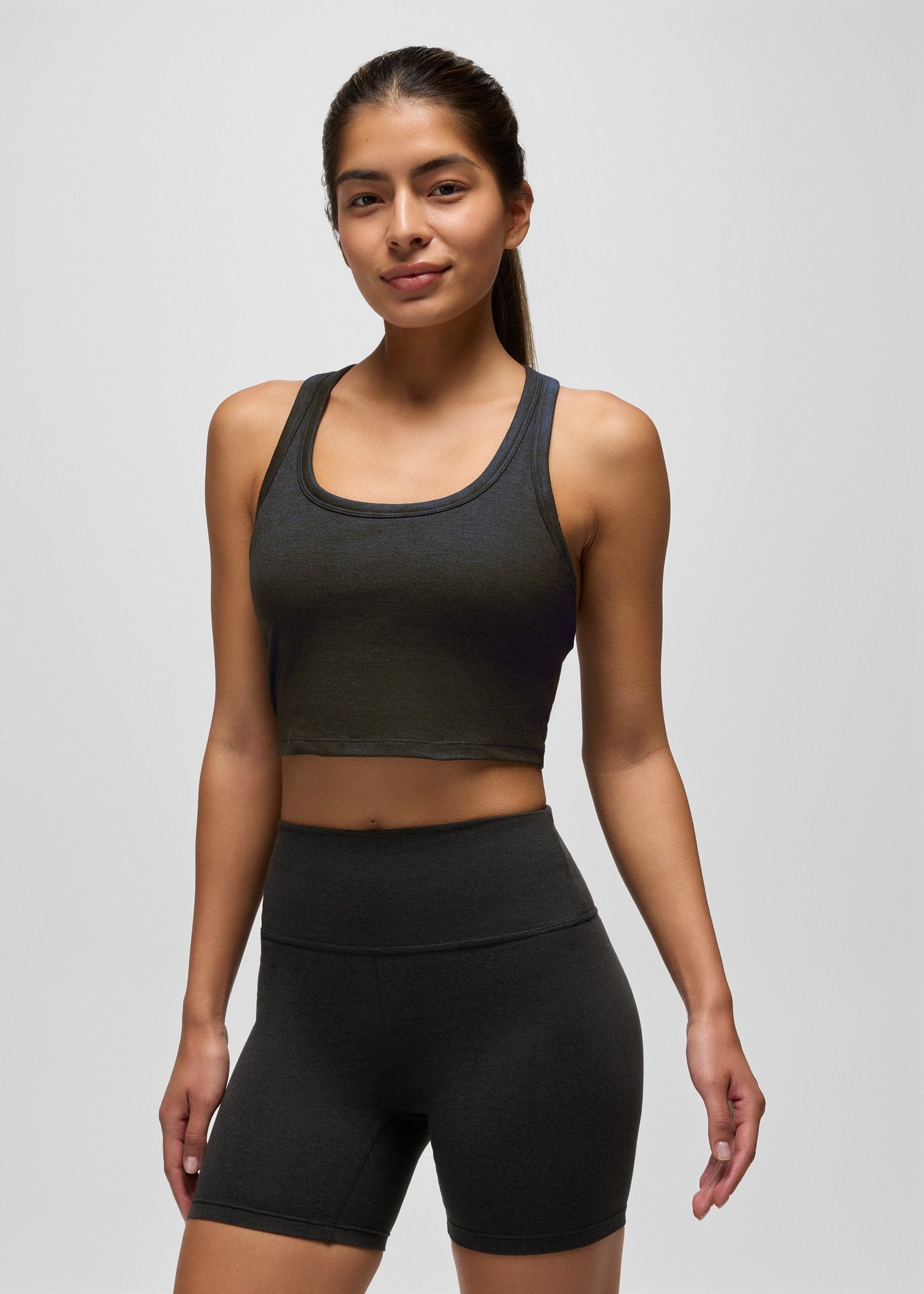 Womens prAna Heavana™ Racerback Bralette - Black Heather