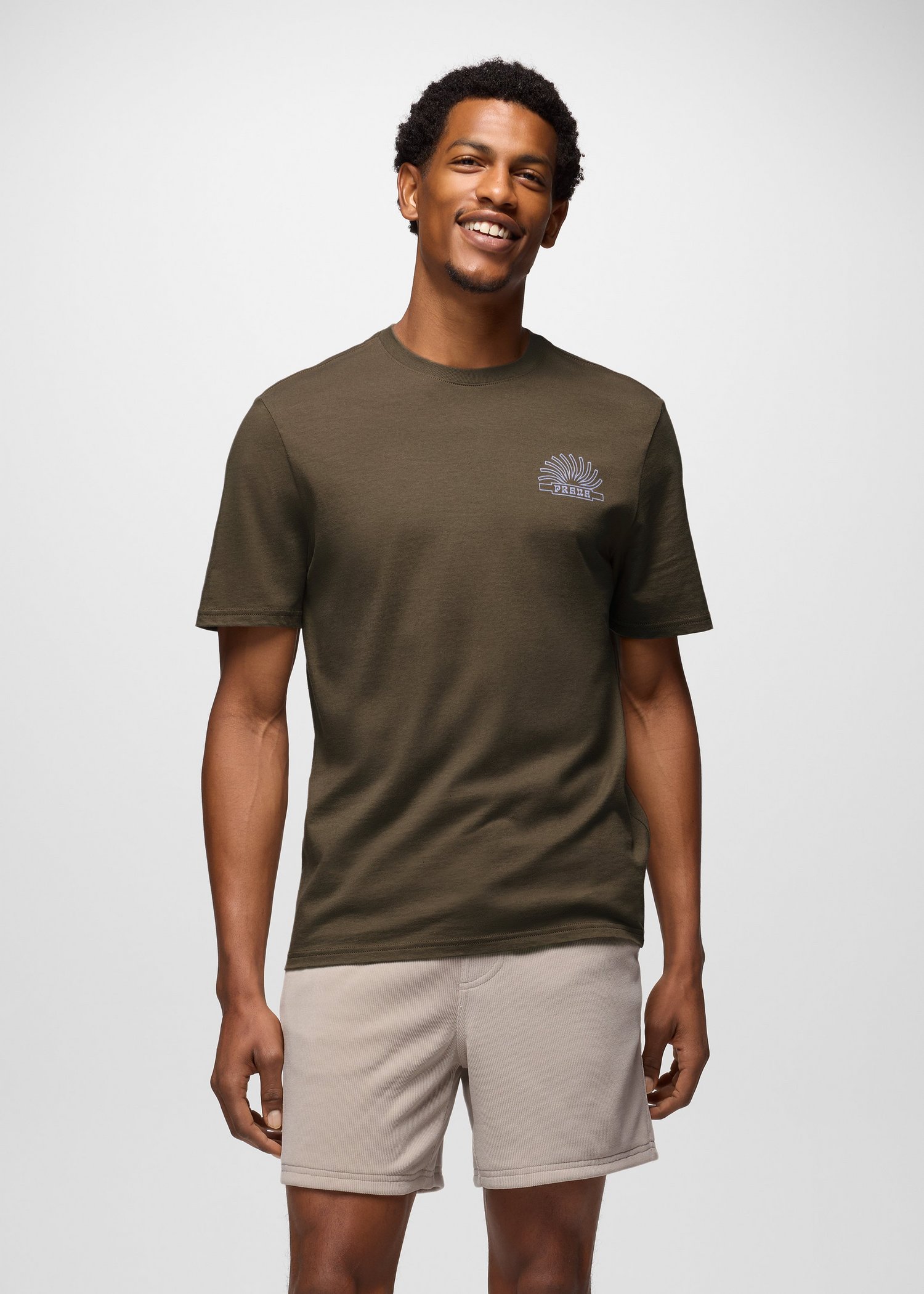 Mens prAna Lands Beginning Graphic Tee - Mud