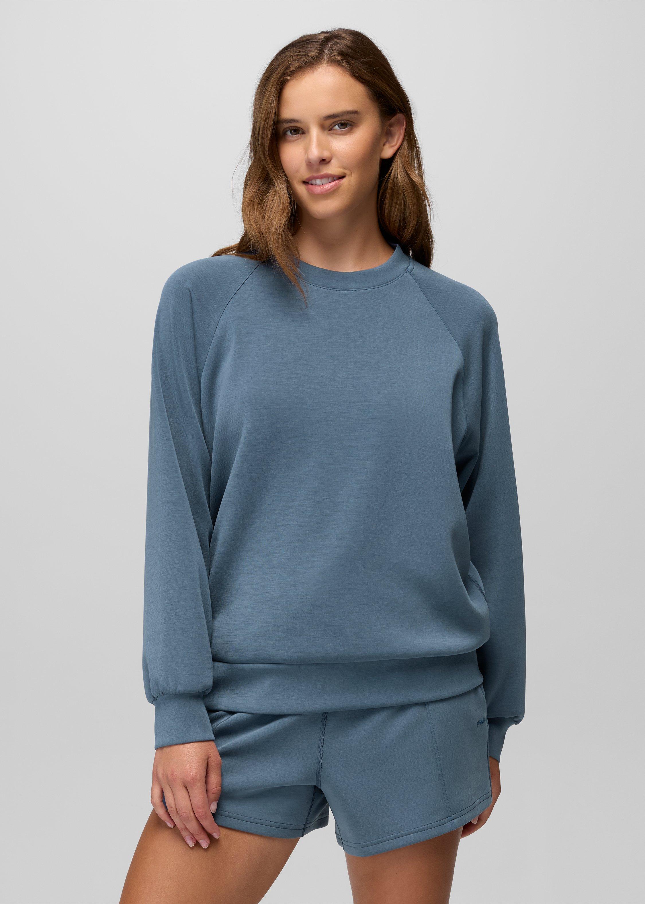 Womens prAna Shea Soft Crewneck - Bluff Blue