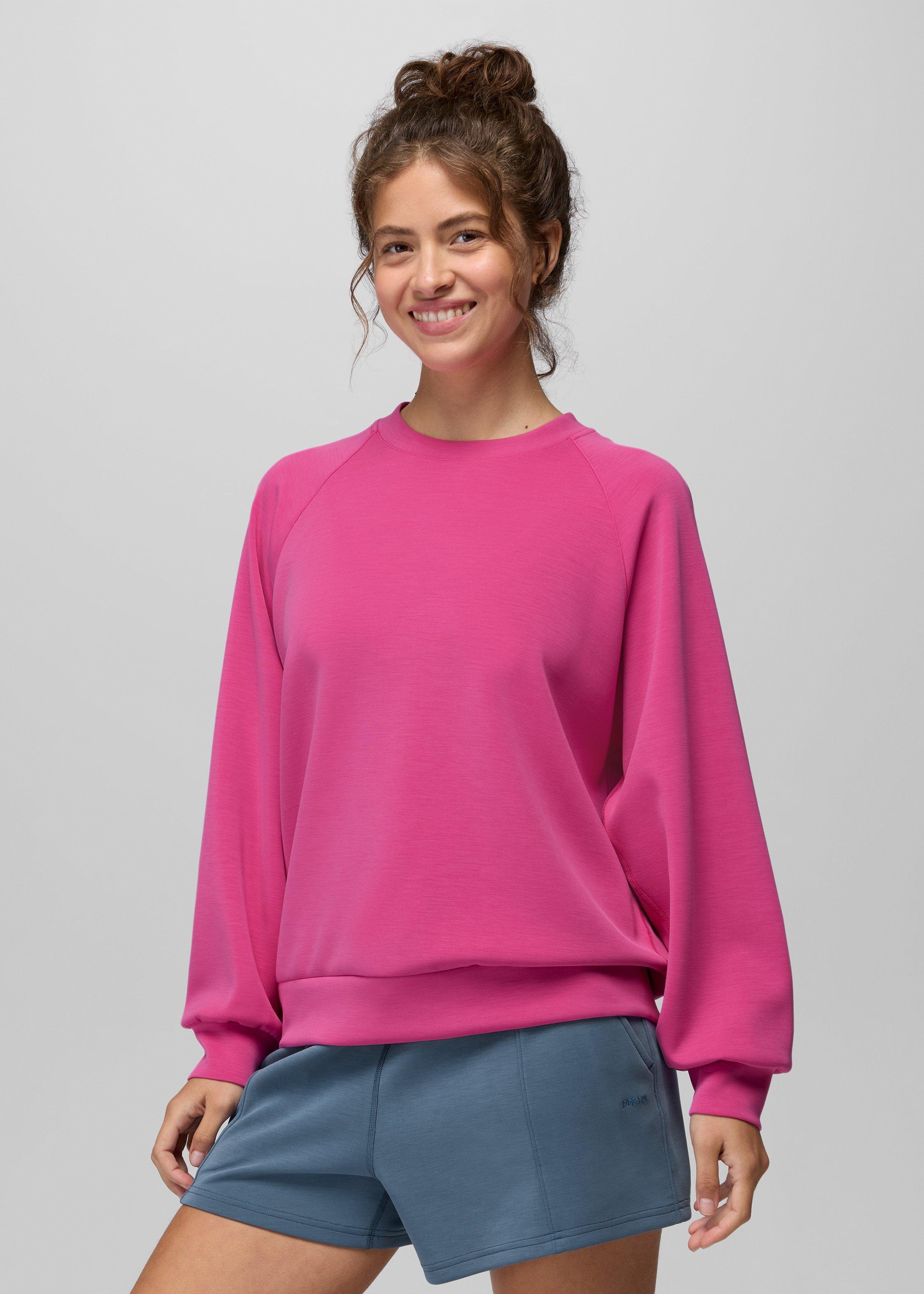 Womens prAna Shea Soft Crewneck - Berry Beam