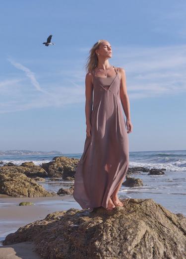 Fernie V-Neck Maxi Dress, Color: Carob, image 3