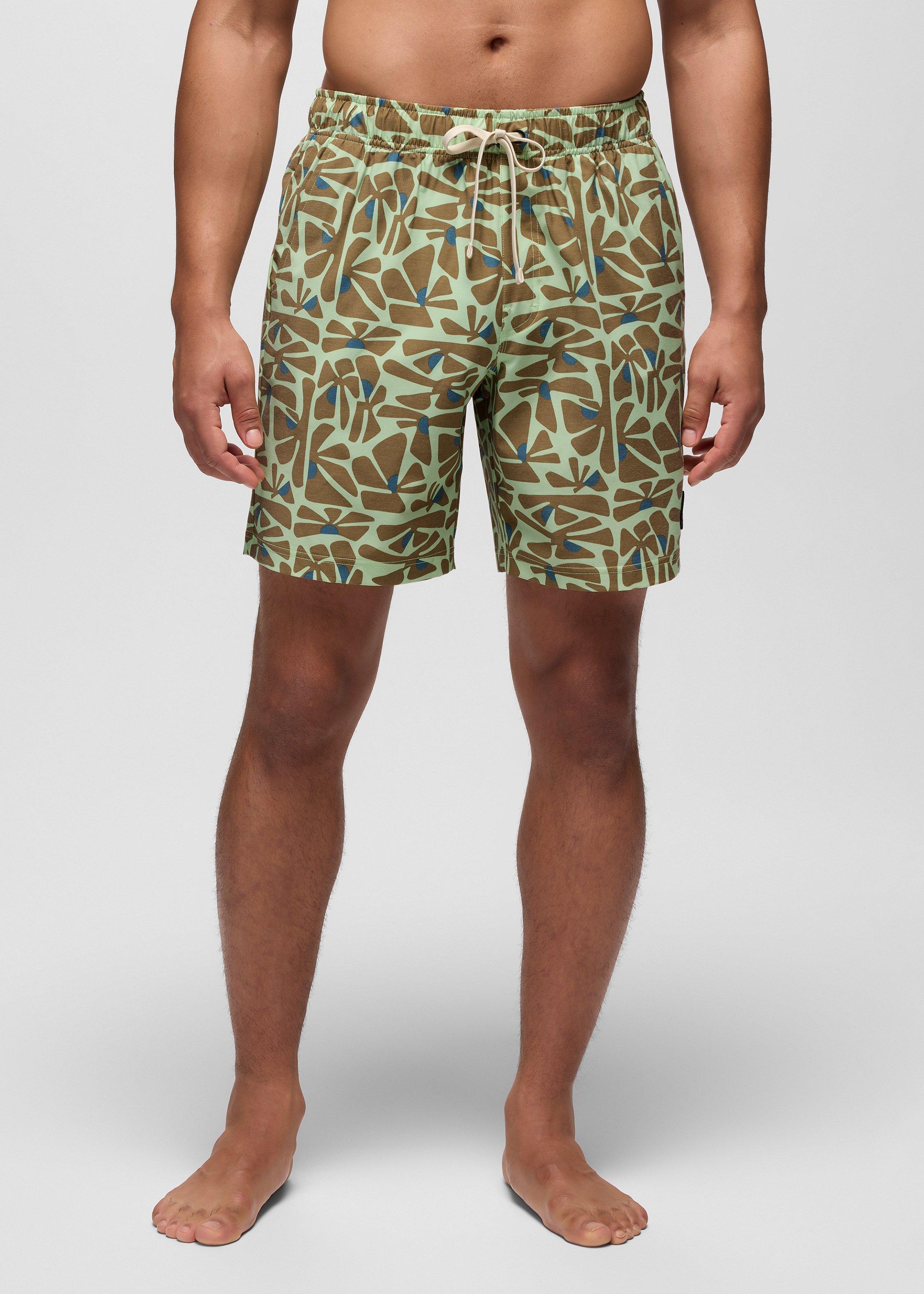Mens prAna Metric E-Waist Swim Short - Bio Mint Retro Bloom