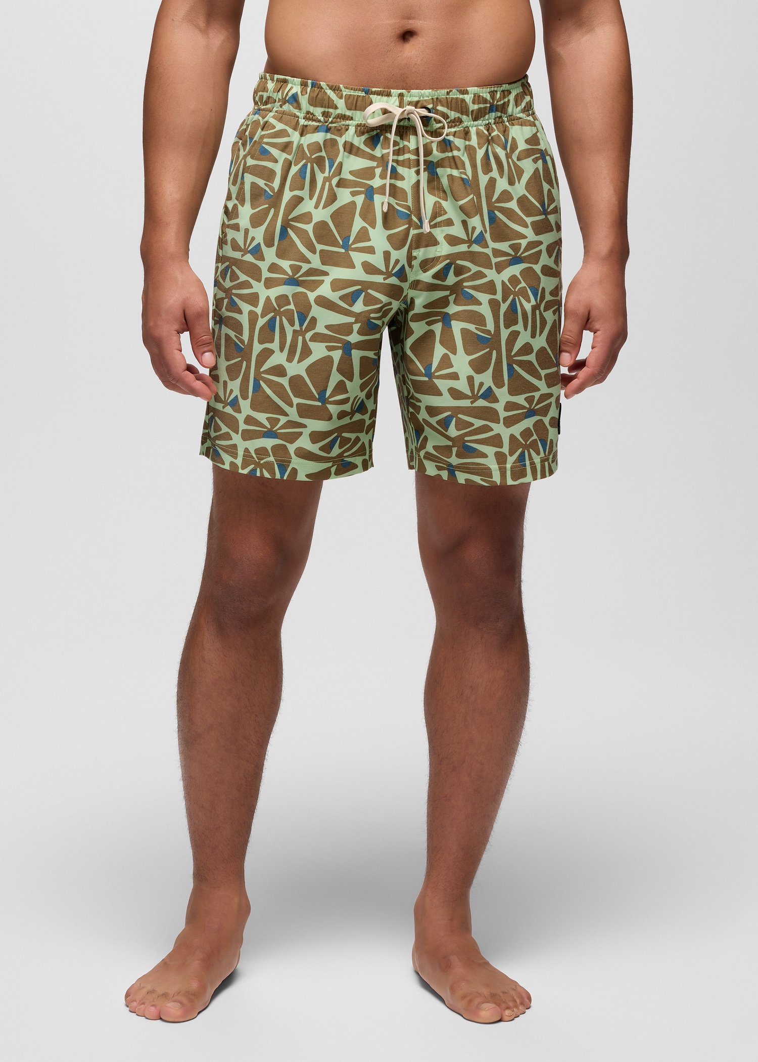Mens prAna Metric E-Waist Swim Short - Bio Mint Retro Bloom