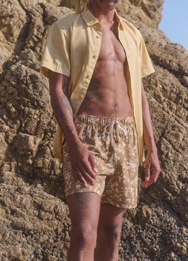 Metric E-Waist Swim Short, Color: Retro Olive Digibloom, image 3