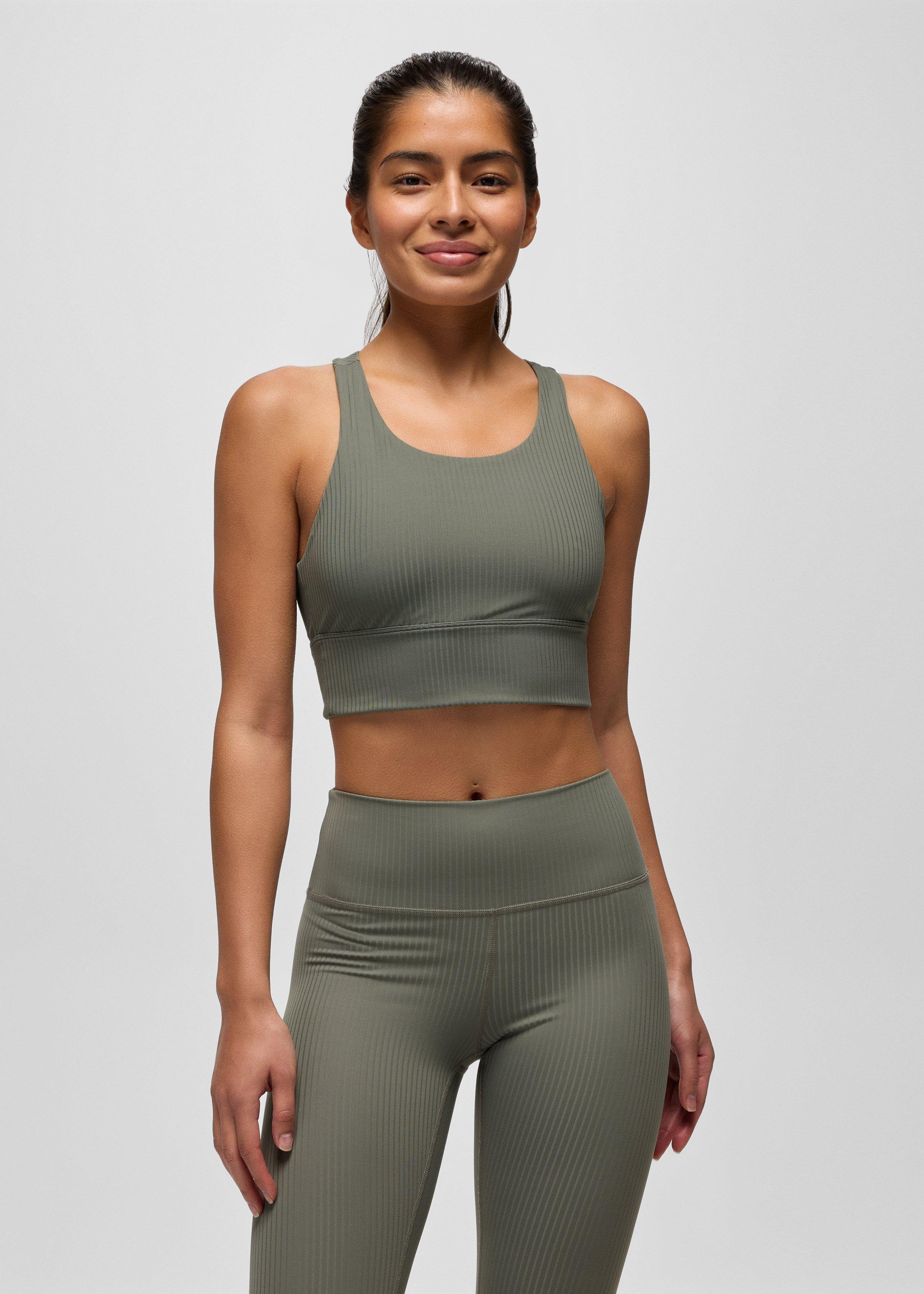 Womens prAna Luxara&trade; Rib Racerback Bralette - Thyme
