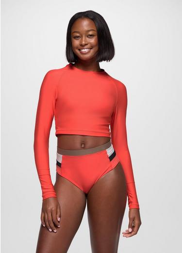 Baja Bound Rashguard Swim Top, Color: Rose Fire, image 1