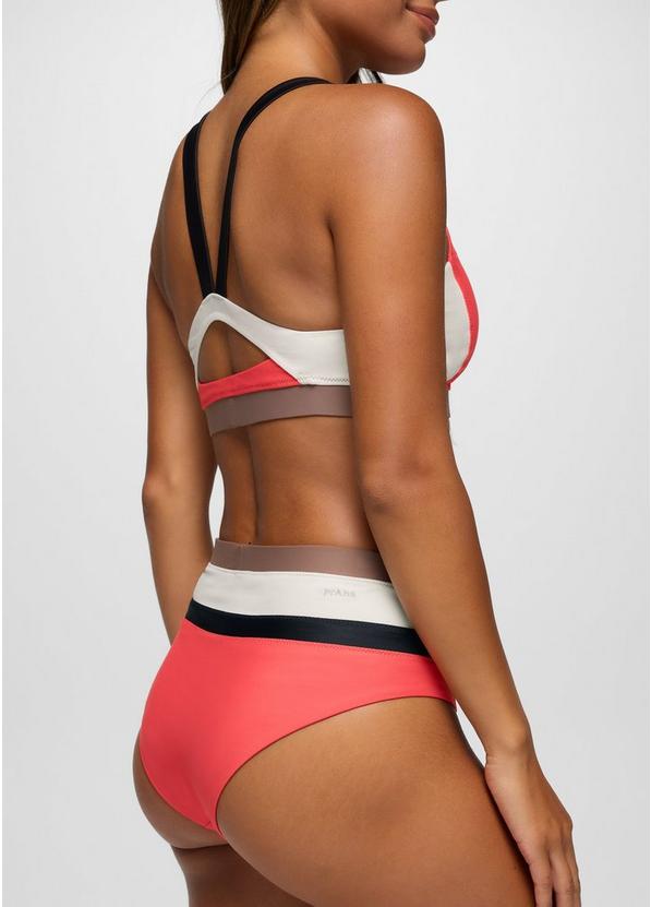 Baja Bound High Rise Swim Bottom, Color: Rose Fire Colorblock, image 6