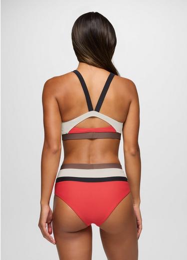 Baja Bound High Rise Swim Bottom, Color: Rose Fire Colorblock, image 3