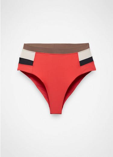 Baja Bound High Rise Swim Bottom, Color: Rose Fire Colorblock, image 1