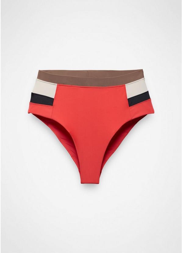 Baja Bound High Rise Swim Bottom, Color: Rose Fire Colorblock, image 1