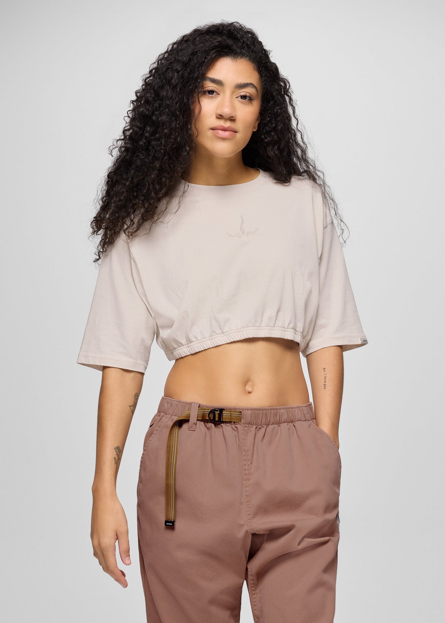 Womens prAna Ninety Three Cinch Tee - Almond
