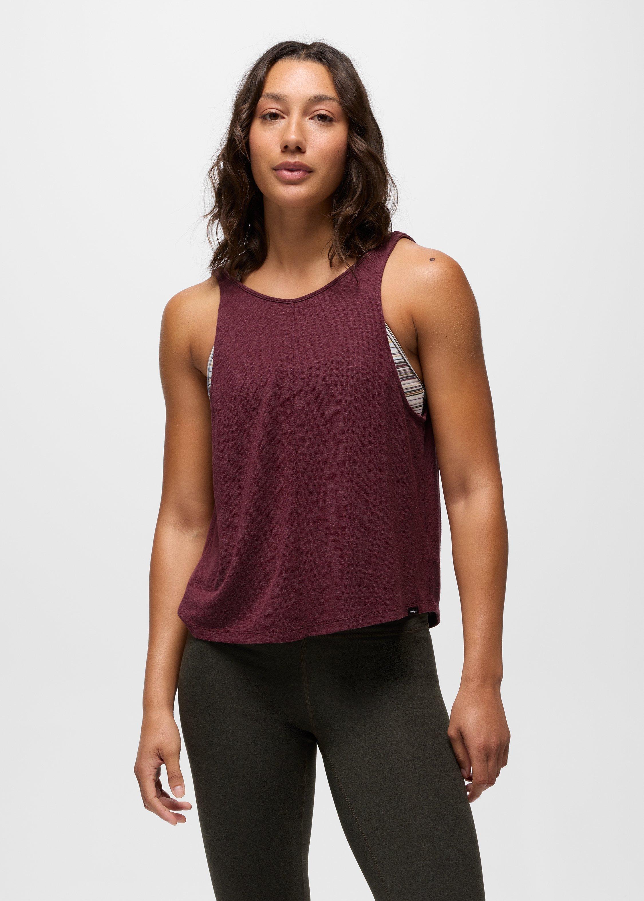 Womens prAna New Moon Tank - Deep Vino