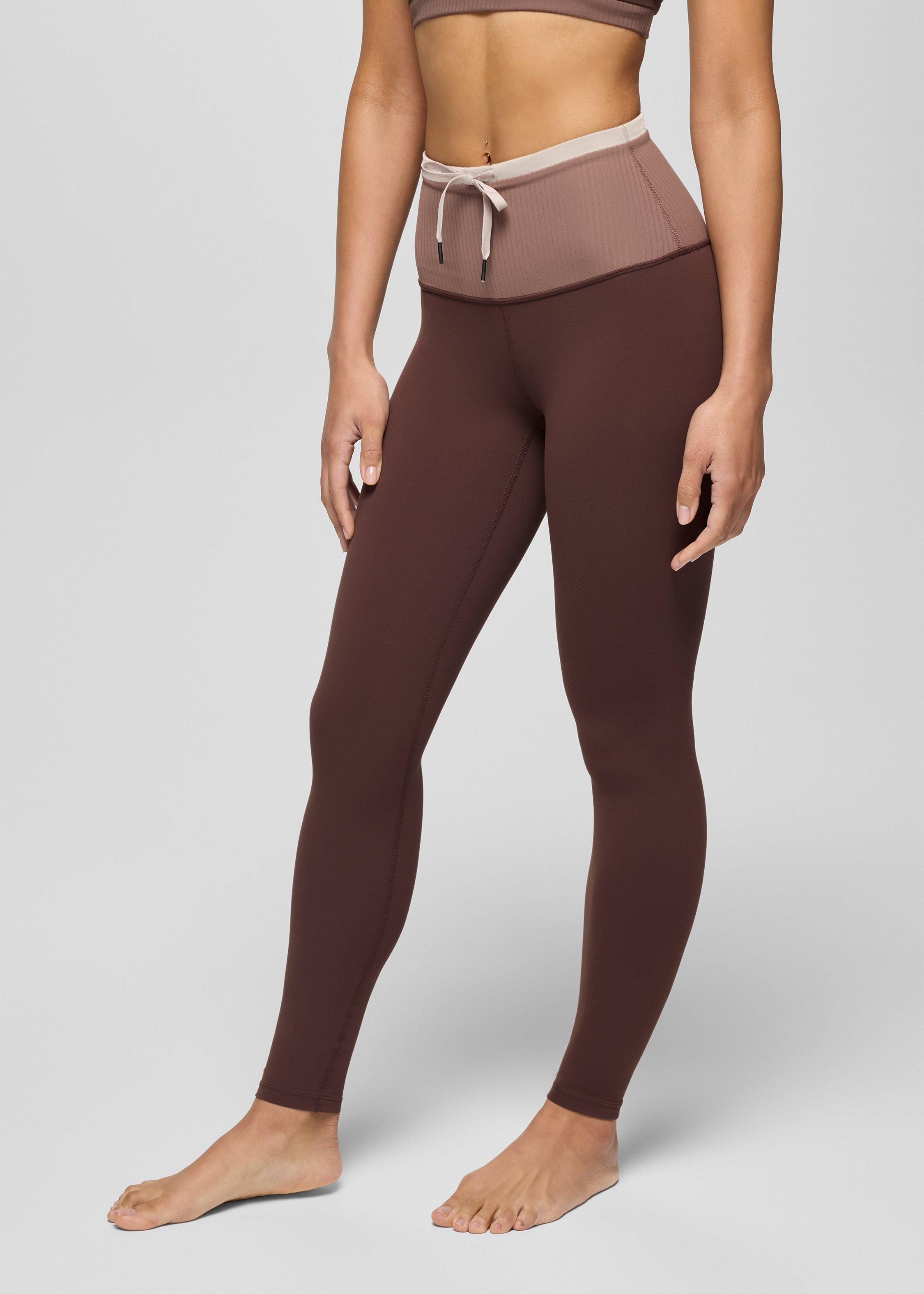 Womens prAna Luxara&trade; Salutations Legging - Mocha Colorblock