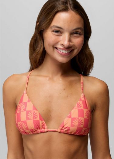Hana Highway Triangle Swim Top, Color: Guava Pop Checker, image 10