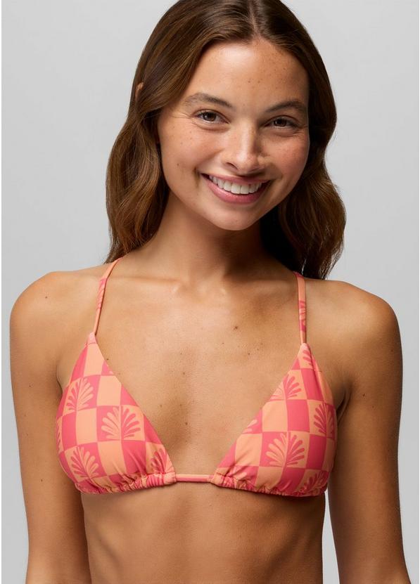 Hana Highway Triangle Swim Top, Color: Guava Pop Checker, image 2