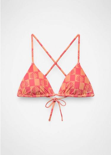 Hana Highway Triangle Swim Top, Color: Guava Pop Checker, image 9