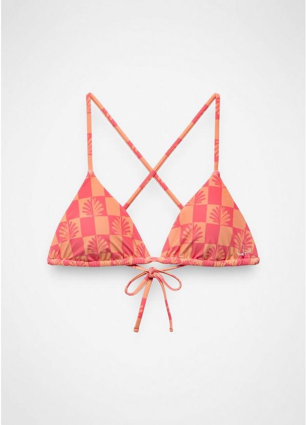 Hana Highway Triangle Swim Top, Color: Guava Pop Checker, image 1