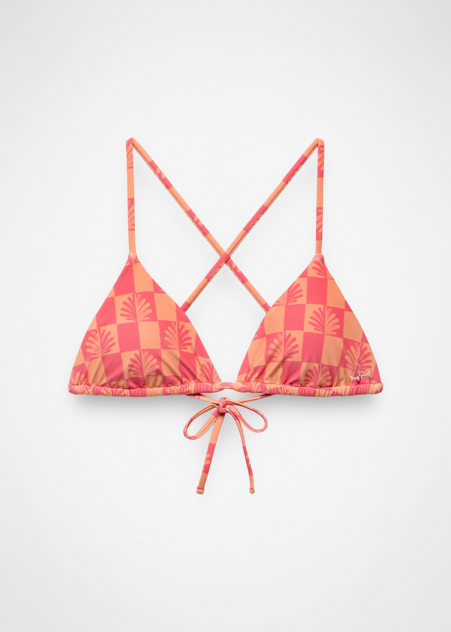 Womens prAna Hana Highway Triangle Swim Top - Guava Pop Checker