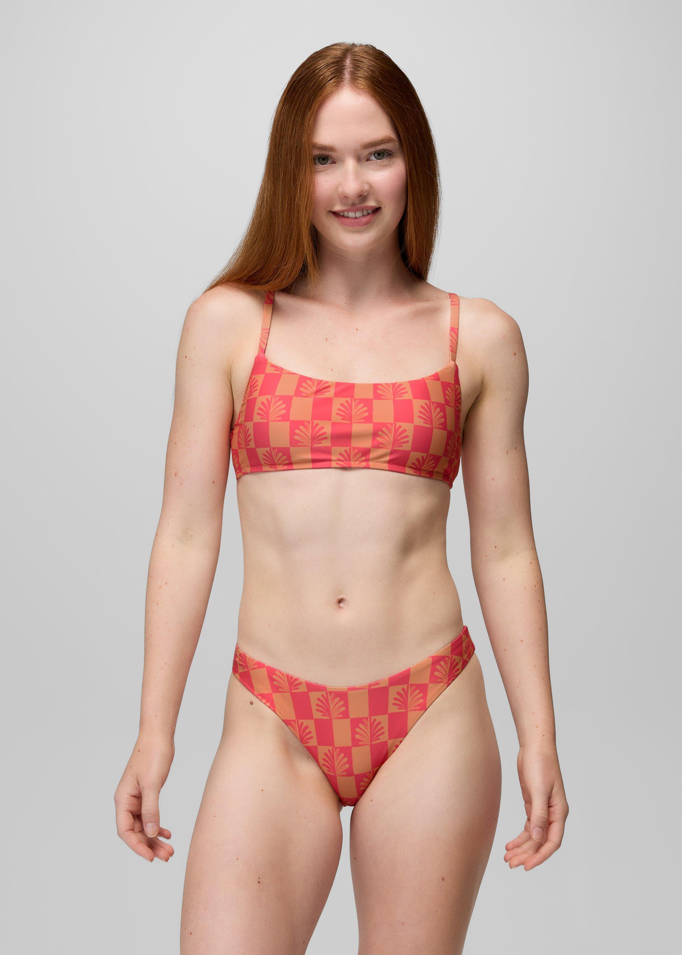 prAna Women's Lahari Bikini Top in Guava Pop Checker - Size: Medium