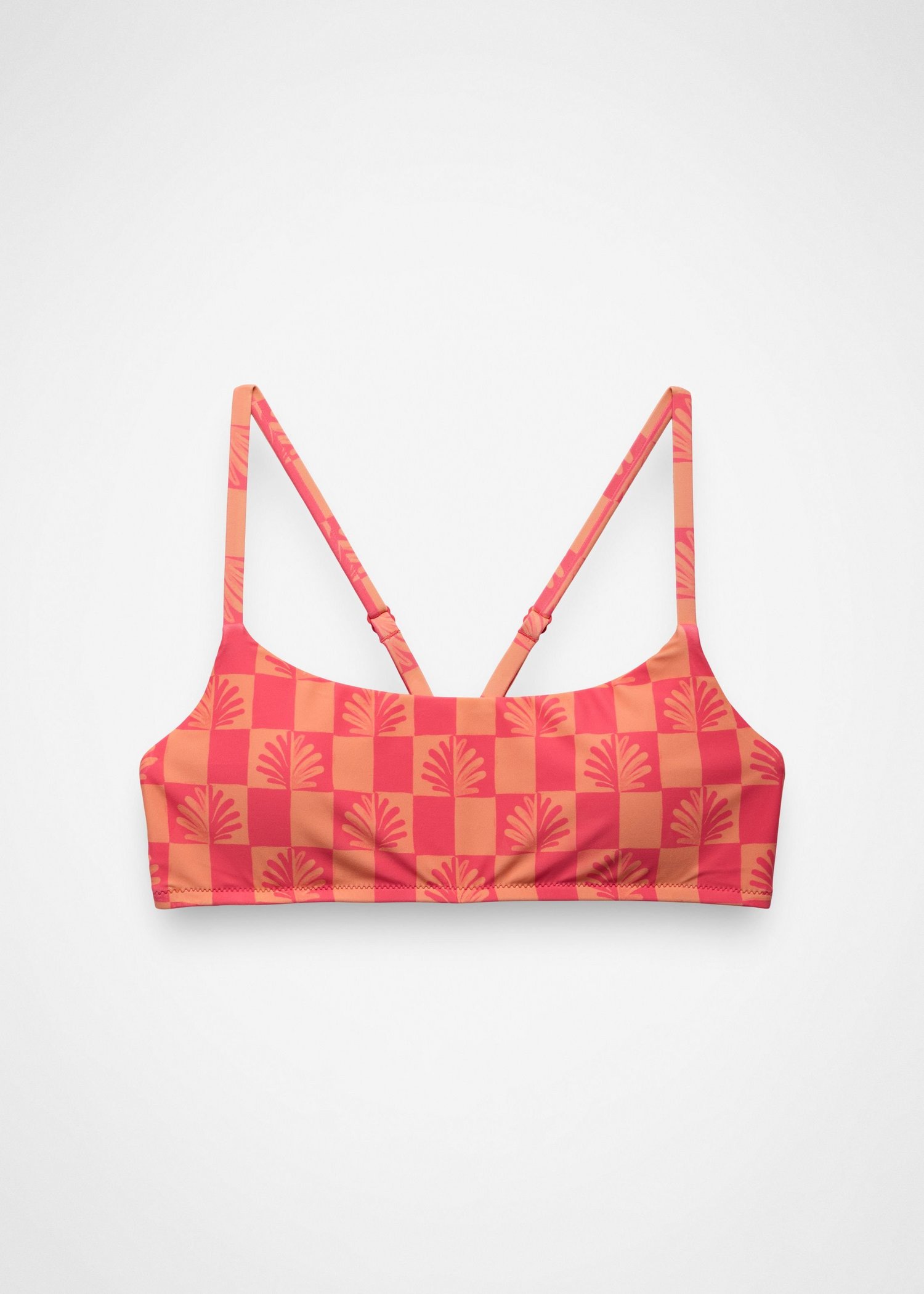 Womens prAna Lahari Swim Top - Guava Pop Checker