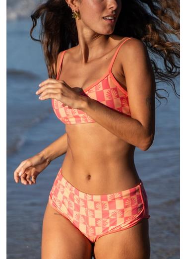 Tropic Kiss Hipster Swim Bottom, Color: Guava Pop Checker, image 4