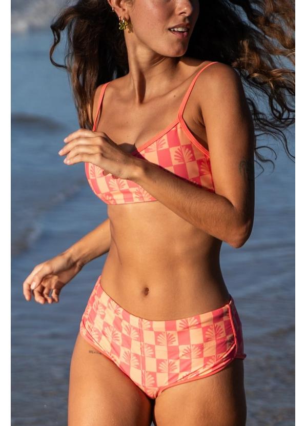 Tropic Kiss Hipster Swim Bottom, Color: Guava Pop Checker, image 4