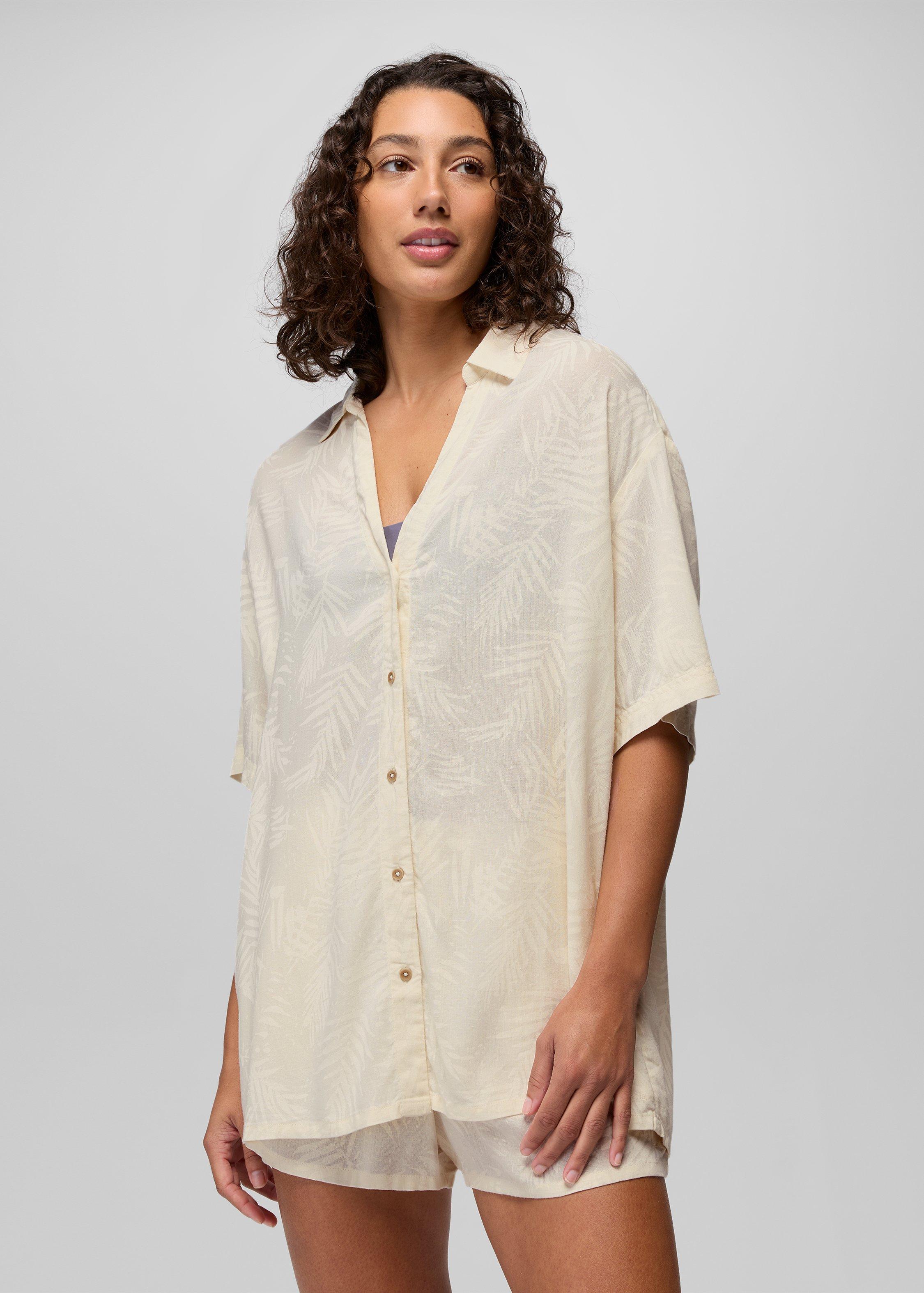 Womens prAna The Bahamas Top - Beach Pebble Palms