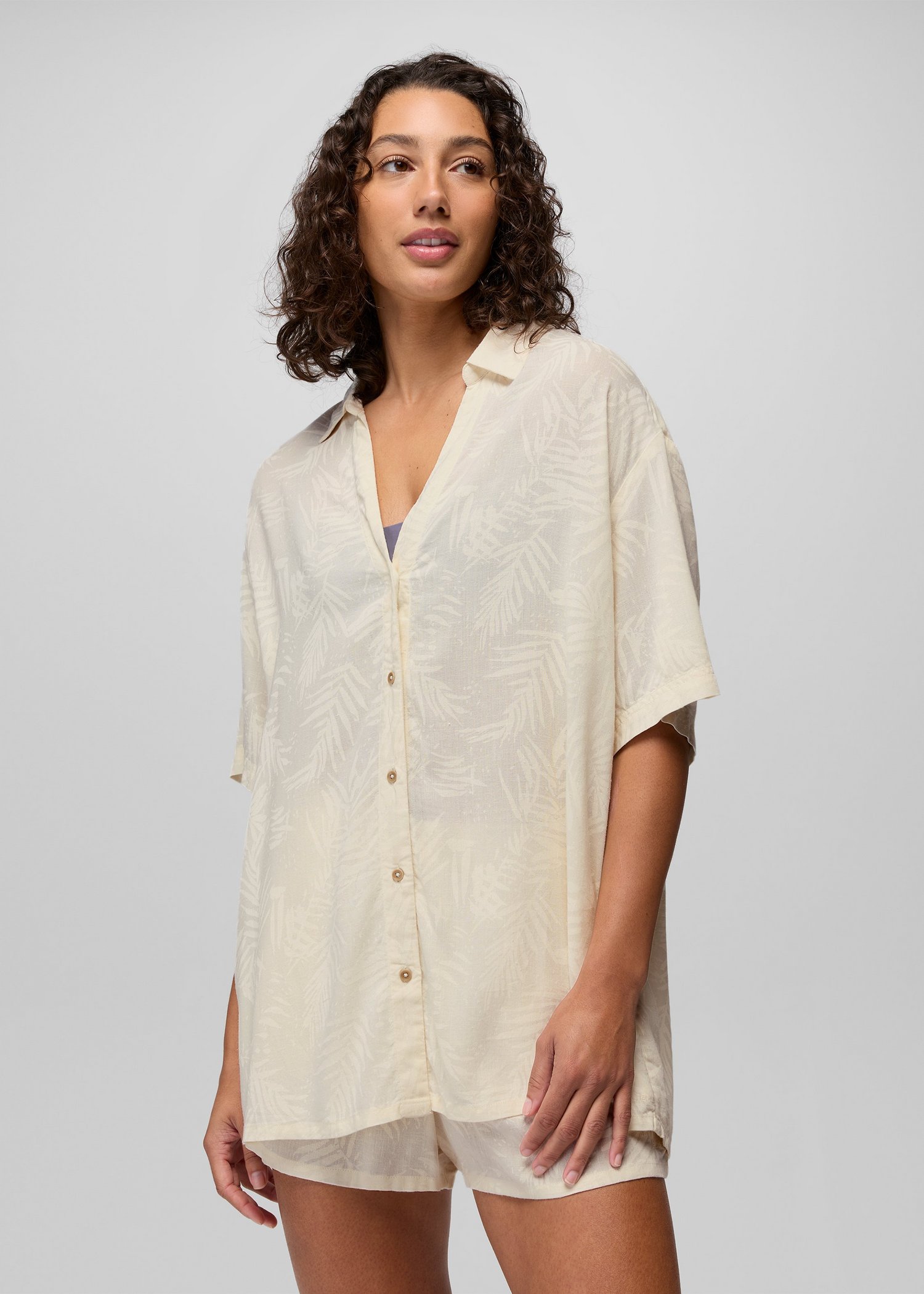Womens prAna The Bahamas Top - Beach Pebble Palms